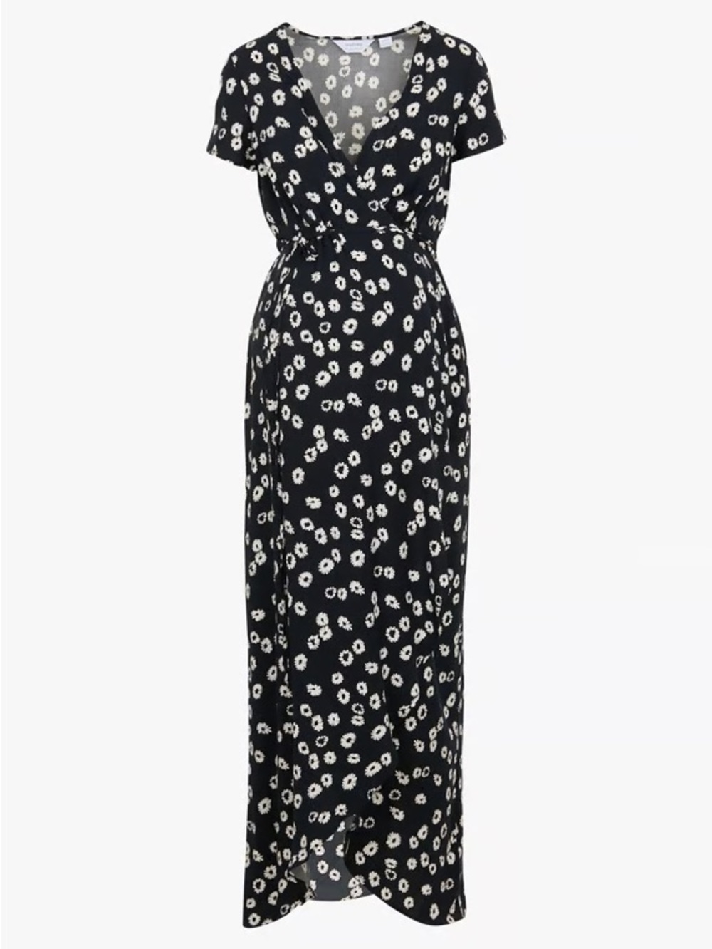 Seraphine Maternity Black and White Floral Wrap Maxi Dress US6